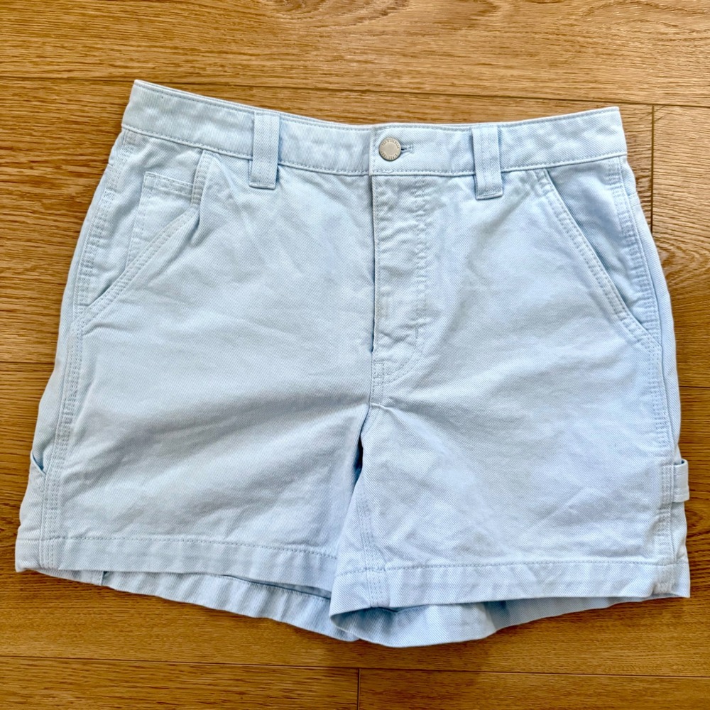 Tna Carpenter Shorts Womens 6 Light Blue Denim Utility High Rise Cotton